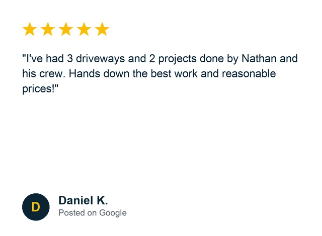 5-star driveway sealcoating review from a local homeowner.