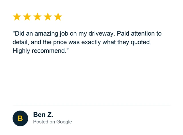 5-star asphalt sealing review from a local homeowner.